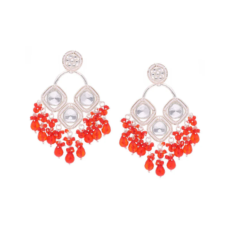 Tehzeeb Creation gold polish red colour earrings THZ377