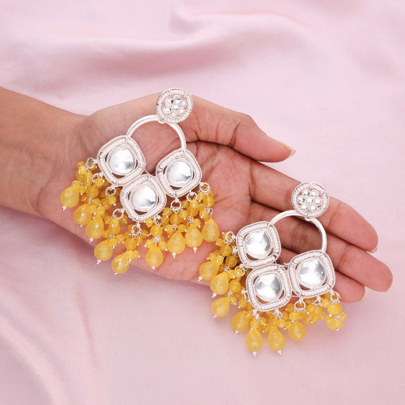 Tehzeeb Creation gold polish yellow colour earrings THZ380