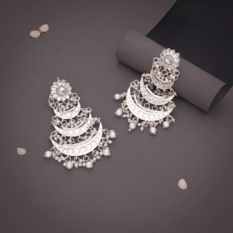 Tehzeeb Creation gold polish moon layer design earrings THZ381