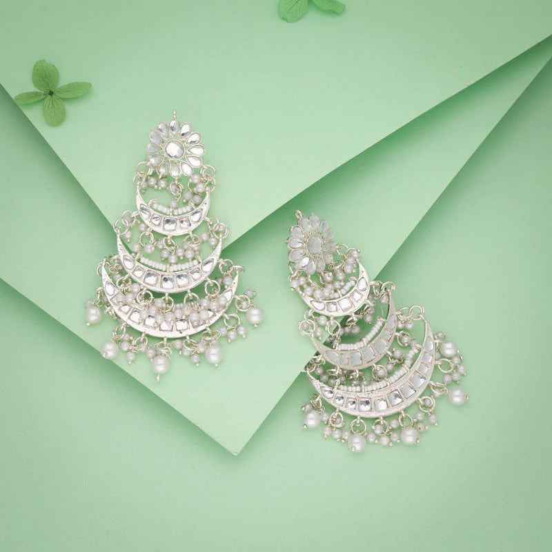 Tehzeeb Creation gold polish moon layer design earrings THZ381