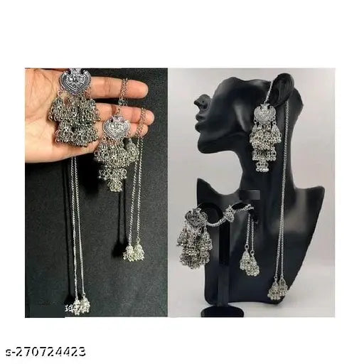 WOMENS SILVER COLOUR EARRINGS WITH CHAIN STYLE THZ038