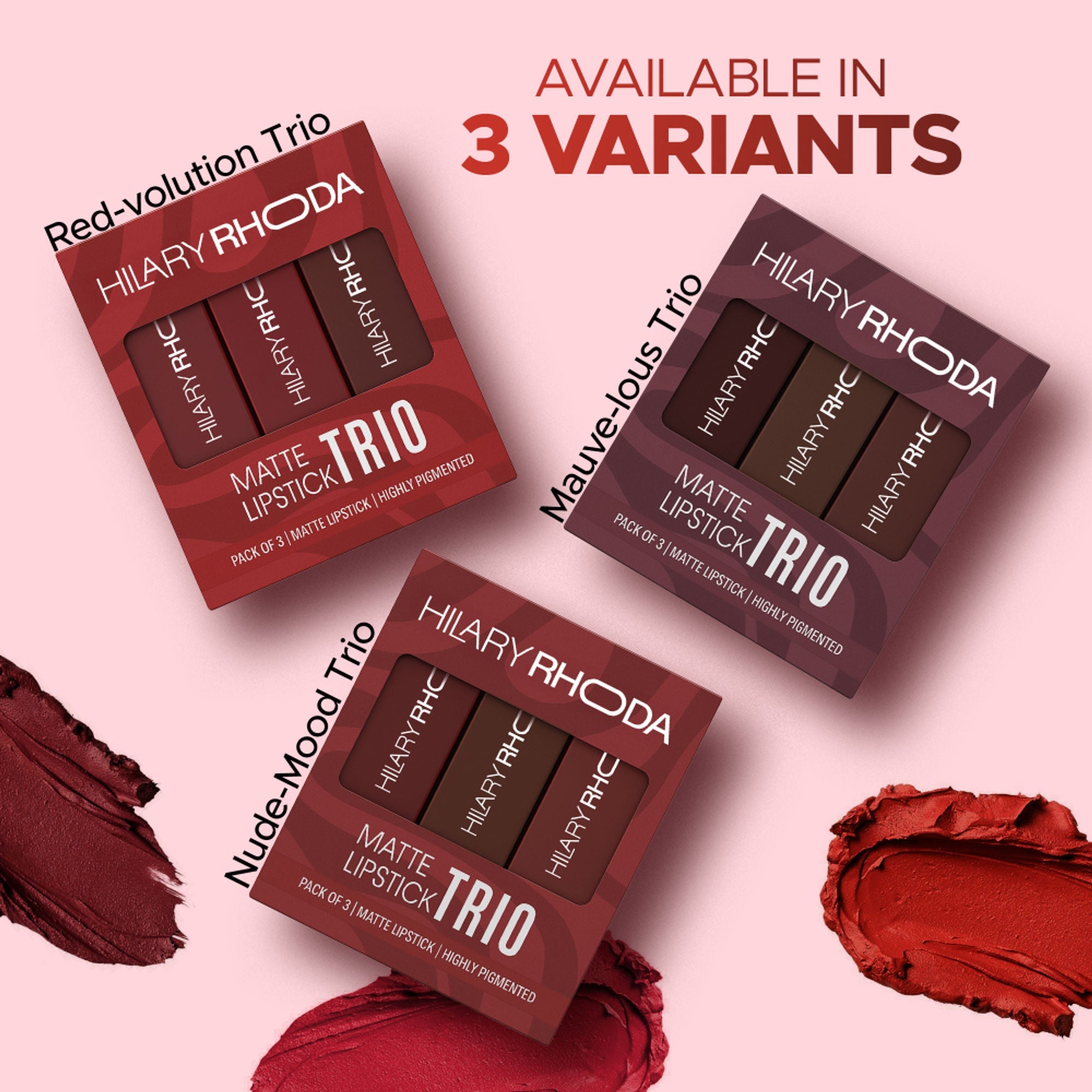 Hilary Rhoda Matte Lipstick Pack Of 3 - Nude-Mood Trio 02