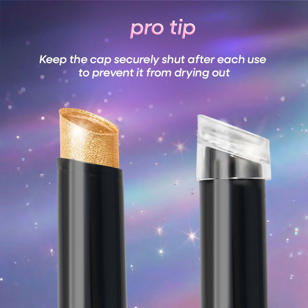 Nykaa Diamond Jelly Cooling Shimmer Eyeshadow Stick - Multi-Use, High Shine Glitter - 24K Gold