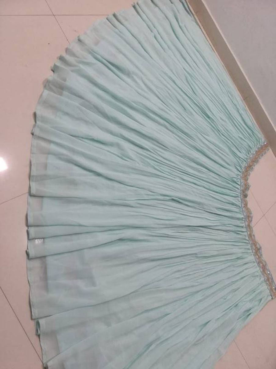 Aastha fashion Turquoise Stain lehanga blouse Embroidered work - Prithvi Mart