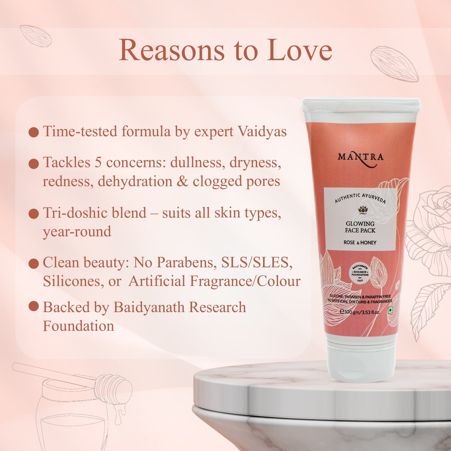 Mantra Rose & Honey Glowing Face Pack - Image 4