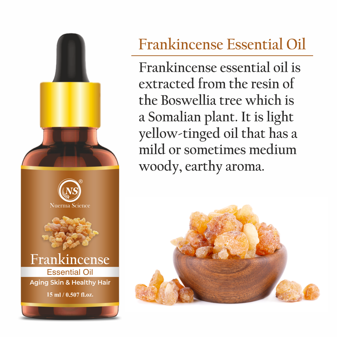 Nuerma Science Frankincense Essential Oil For Anti-Acne, Hair Care & Aromatherapy