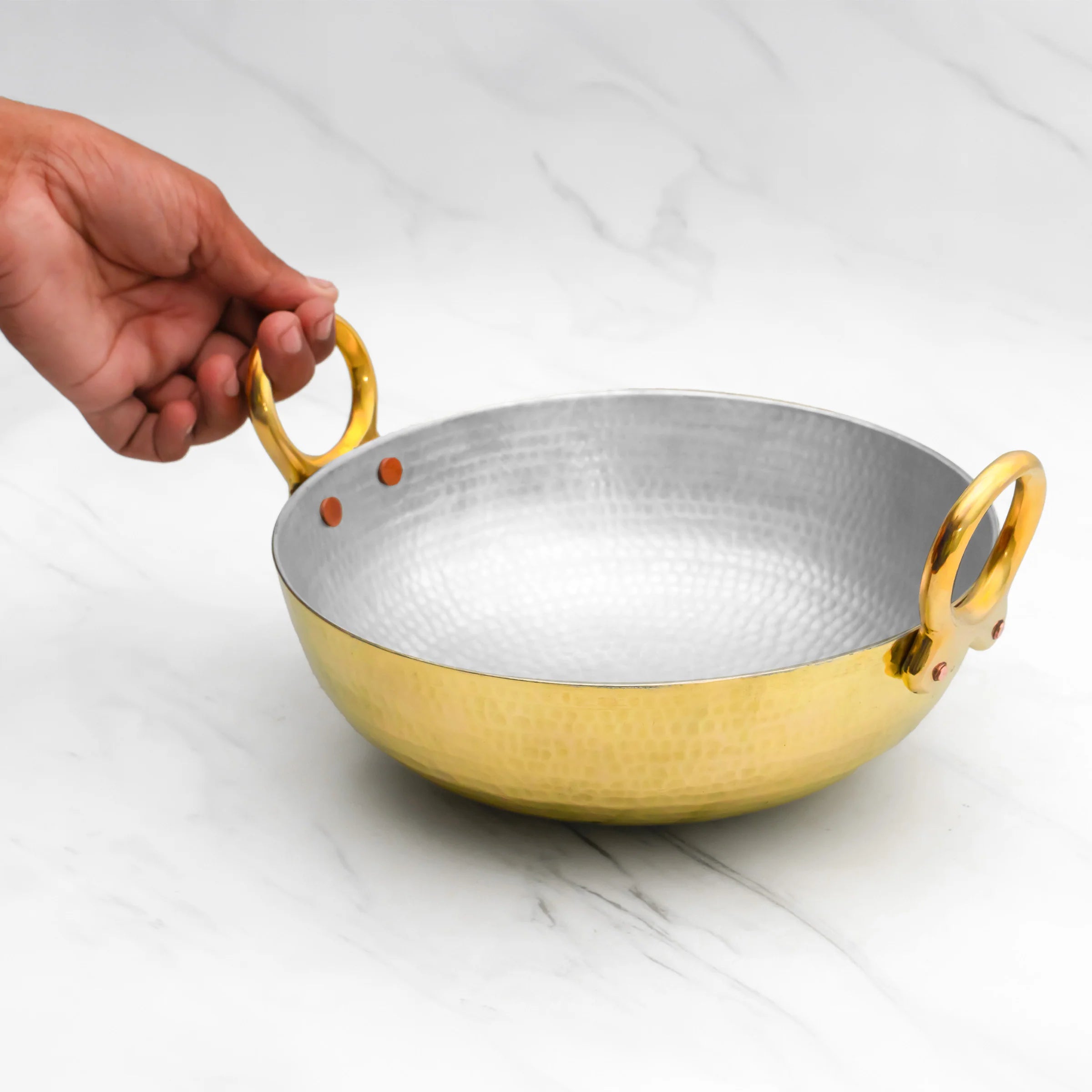 Health Smith Pure Brass Kadai With Brass Handles for Cooking – Tin Coated (Kalai)