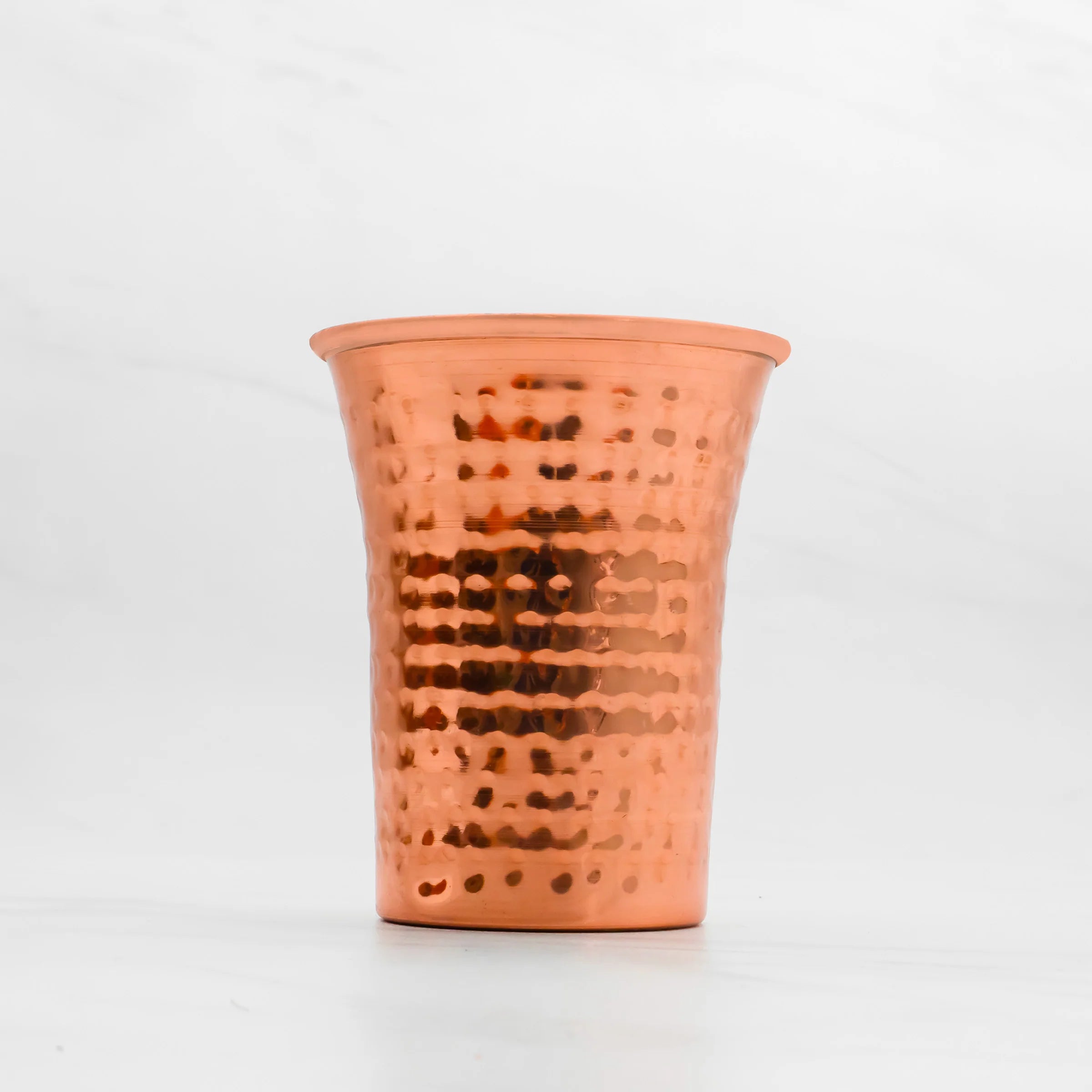 Health Smith Pure Copper Waterfall Glass with Hammered Finish - Lacquered for Shine & Protection