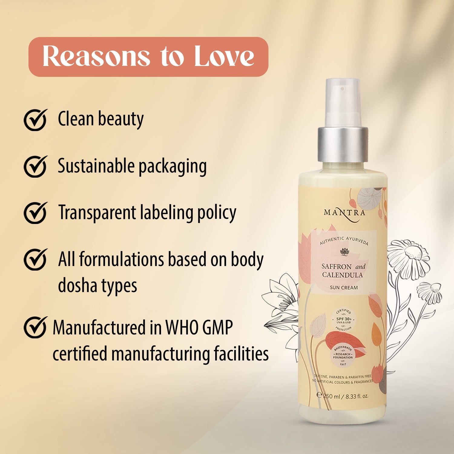 Mantra Saffron And Calendula Sun Cream - Image 3