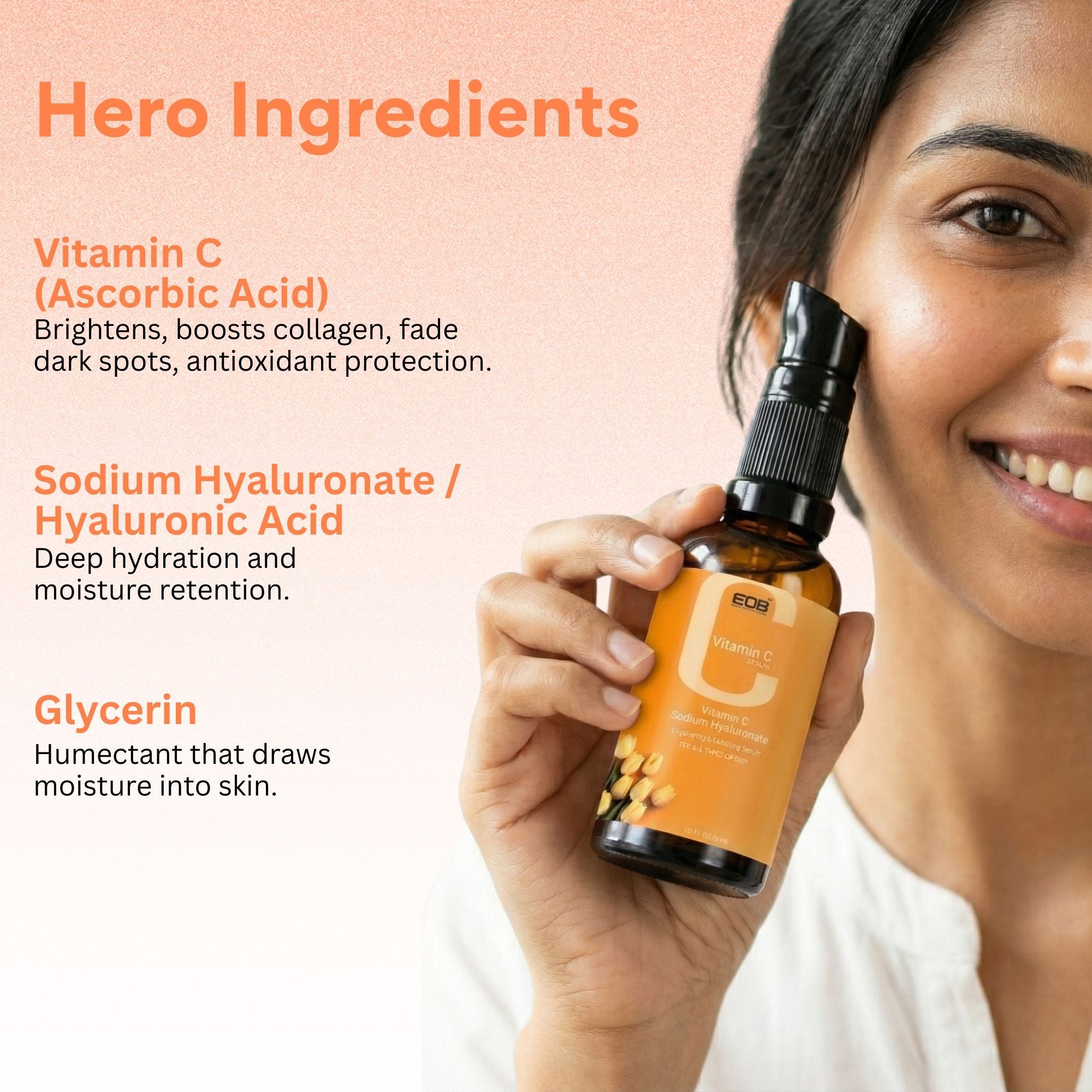 EOB 20% Vitamin C Serum with Hyaluronic Acid Face Serum
