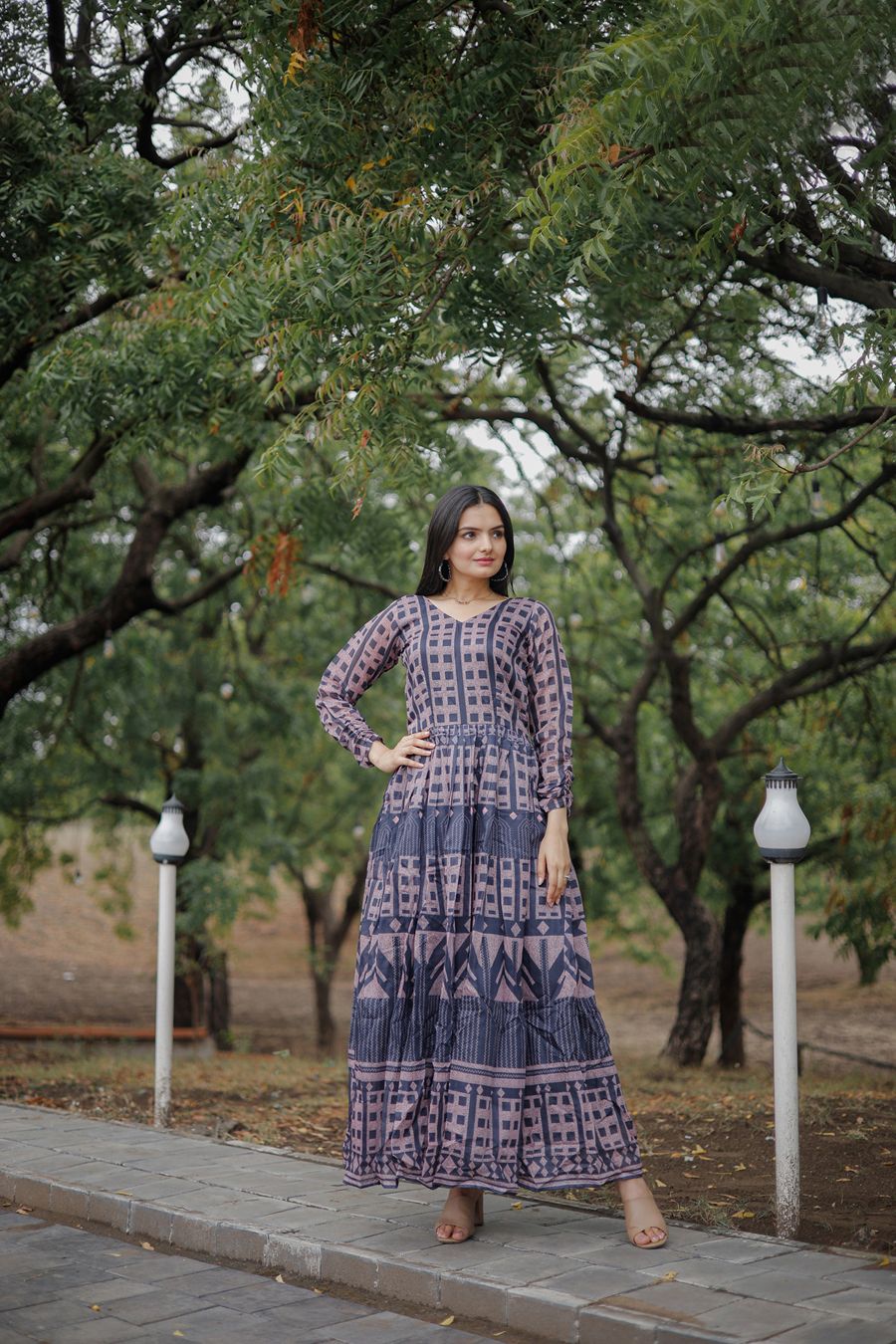 Aastha Multi Pure Chanderi with Gown fabric Heavy Digital Print