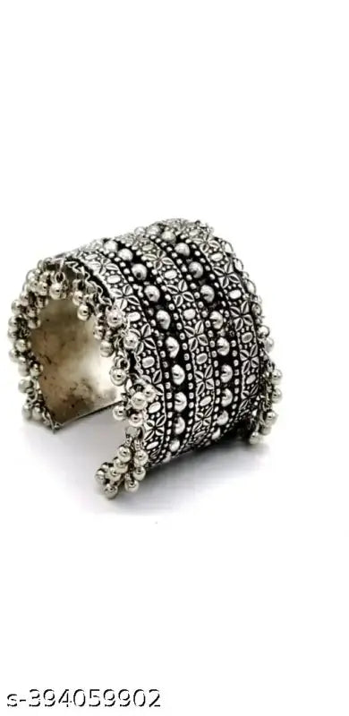 WOMENS SILVER COLOUR OXIDISED KADA AFGHANI STYLE BANGLE THZ041