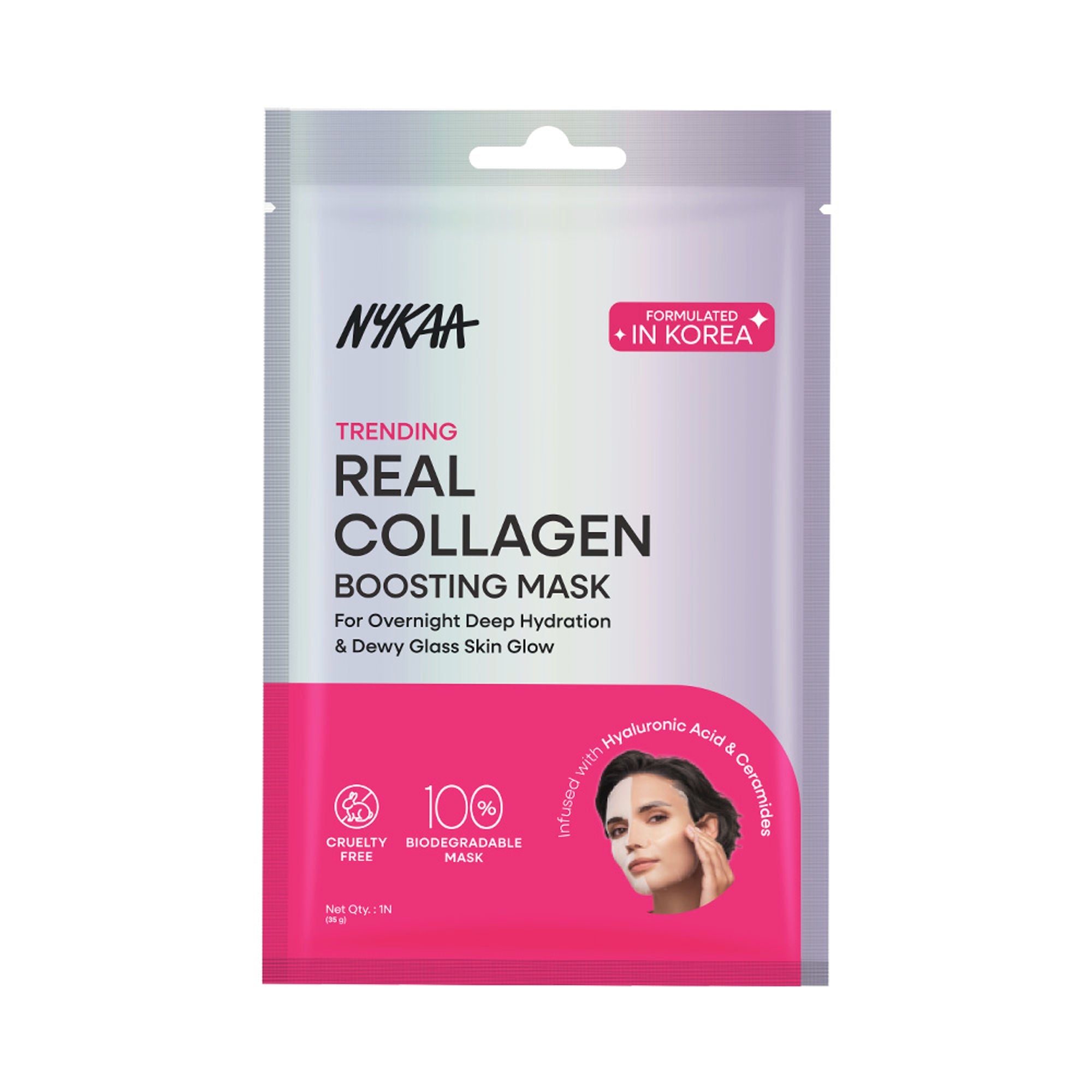 Nykaa Skin Real Collagen Mask – Hydrates, Brightens And Gives Dewy Skin Overnight - Formulated In Korea