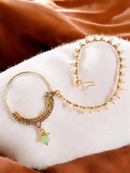 Tehzeeb Creation Traditional Designer Kundan Stone Pink and Mint Meenakari Choker Bridal Set THZ389