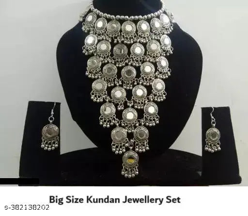 WOMENS ANARKALI DESIGN OXIDISED NACKLACE WITH MIRROR THZ045