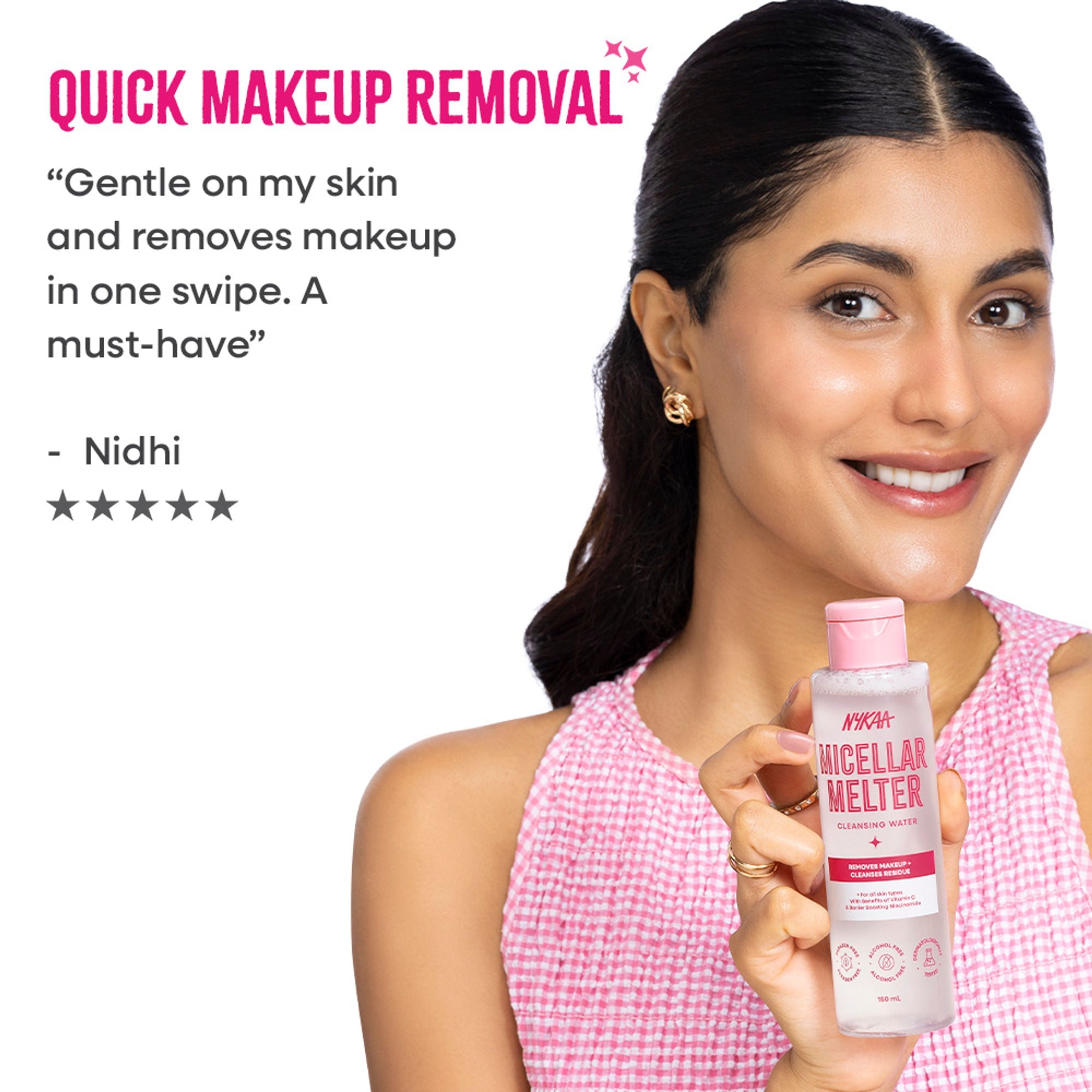 Nykaa Micellar Melter Cleansing Water - Sensitive Skin Gentle Cleanser With Vitamin C & Niacinamide