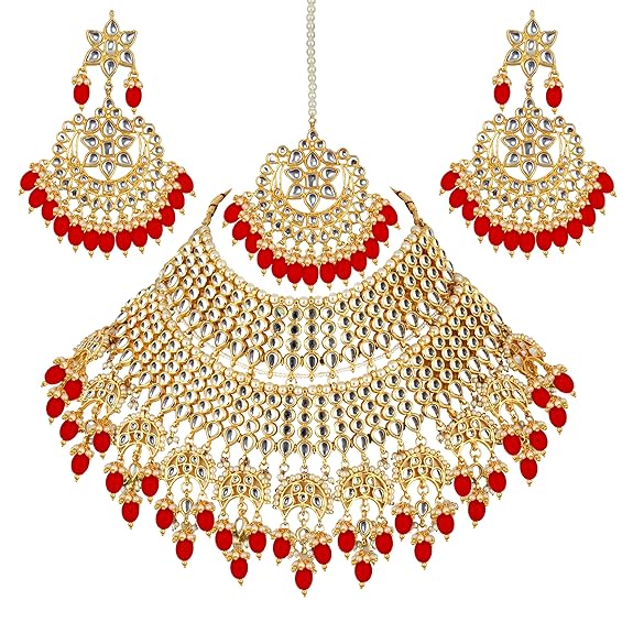 Tehzeeb Creation Ethnic Gold Plating Padmavat Jewelry Kundan Necklace Set for Girls & Women THZ495