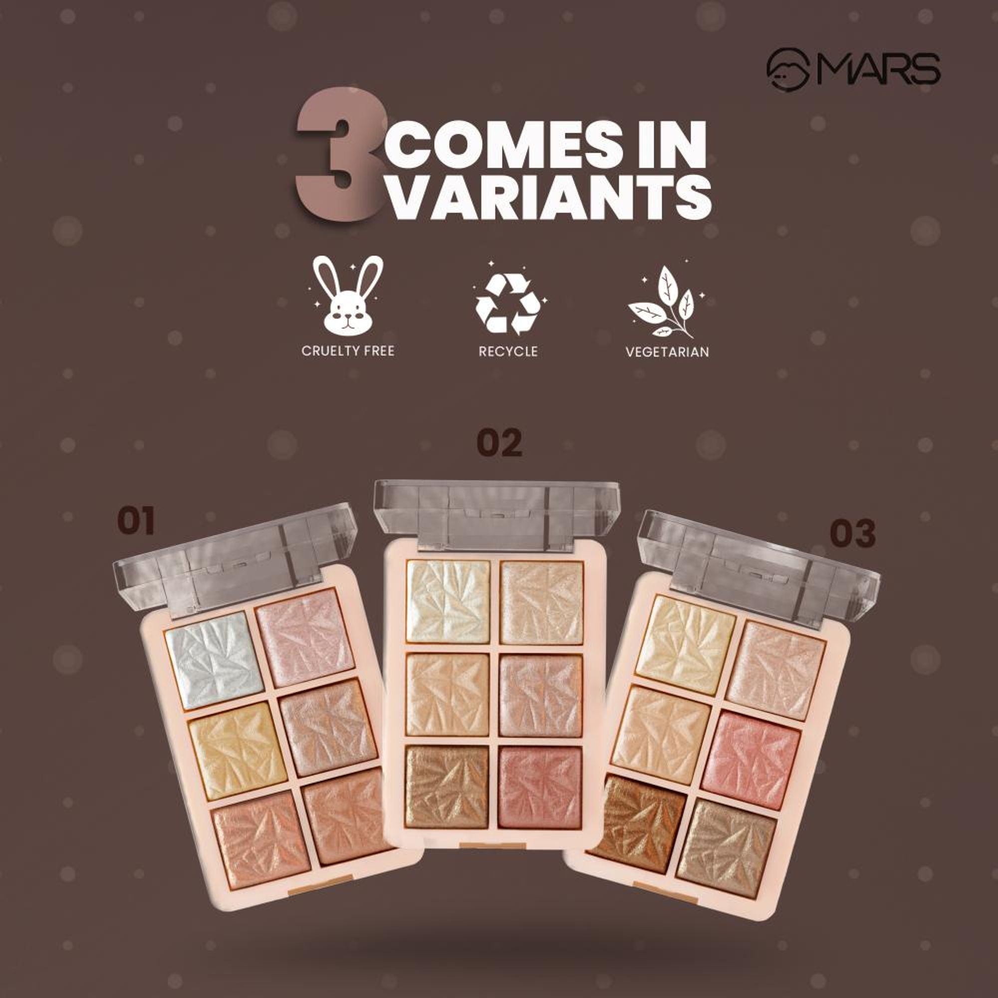 MARS Cosmetics Glowzilla 6 Shade Face Highlighter Palette - 01