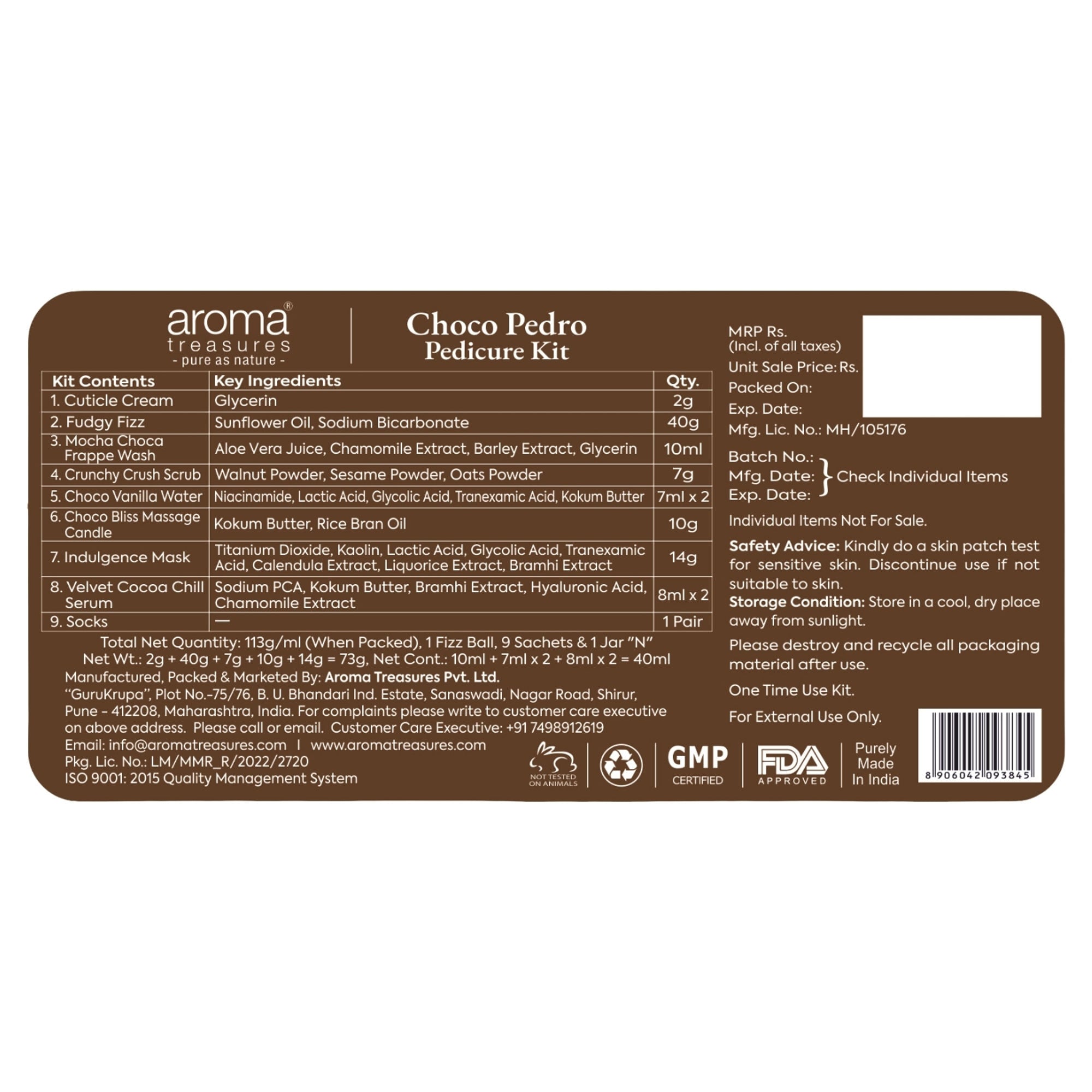 Aroma Treasures Choco Pedro Chocolate Pedicure Kit