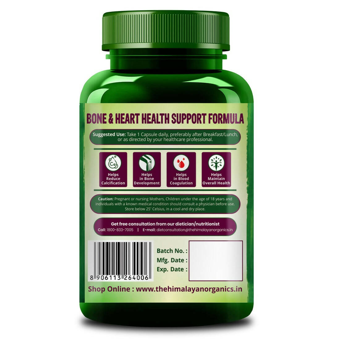 Himalayan Organics Plant Based Vitamin K2 Capsules