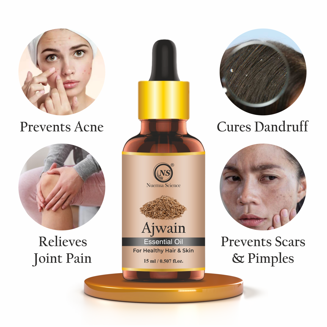 Nuerma Science Pure Ajwain Essential Oil For Skin Care & Hair Care