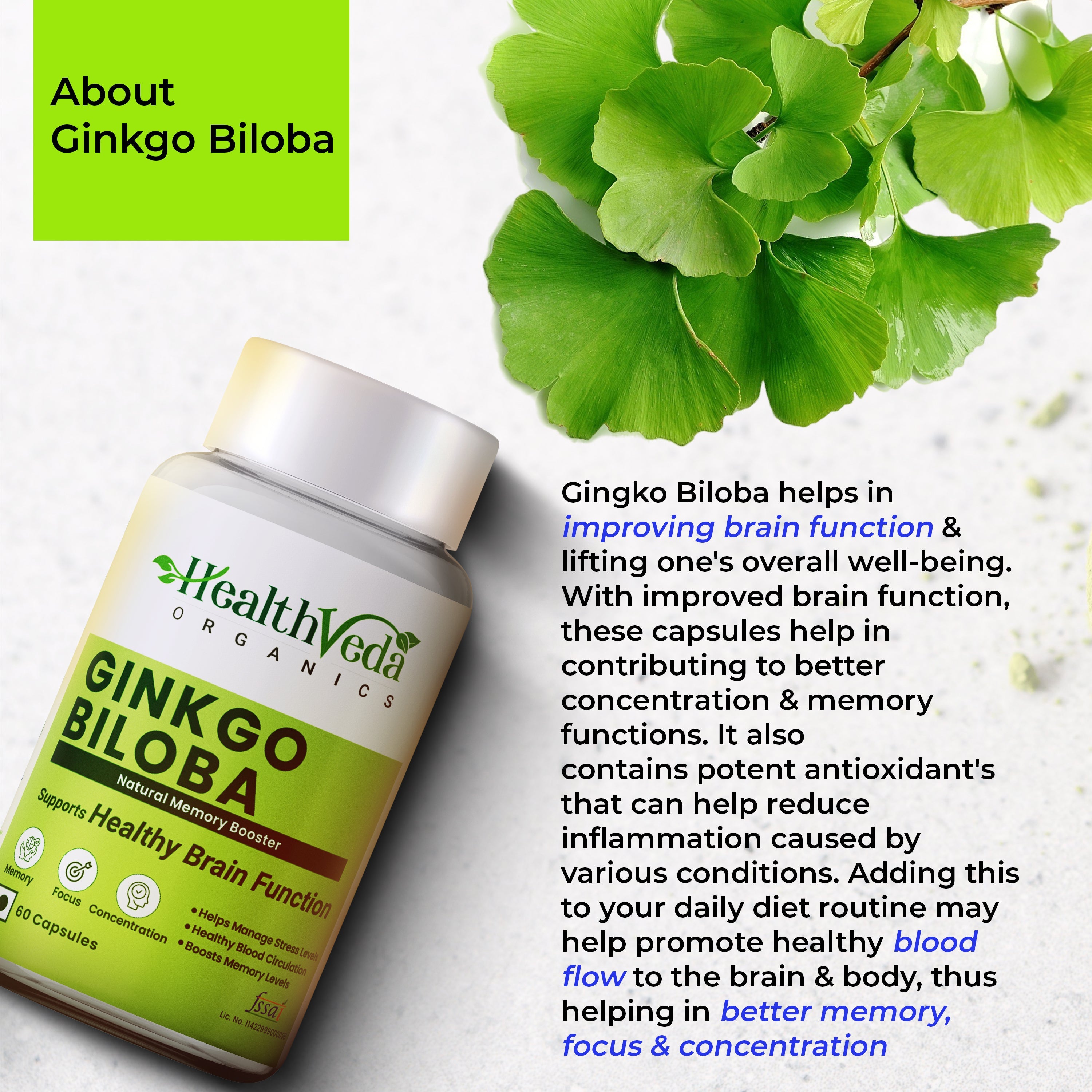 Health Veda Organics Ginkgo Biloba Capsules