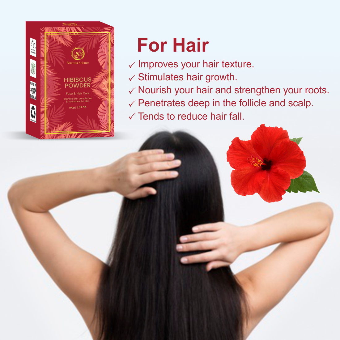 Nuerma Science Hibiscus Bio Organic Powder For Hair & Skin