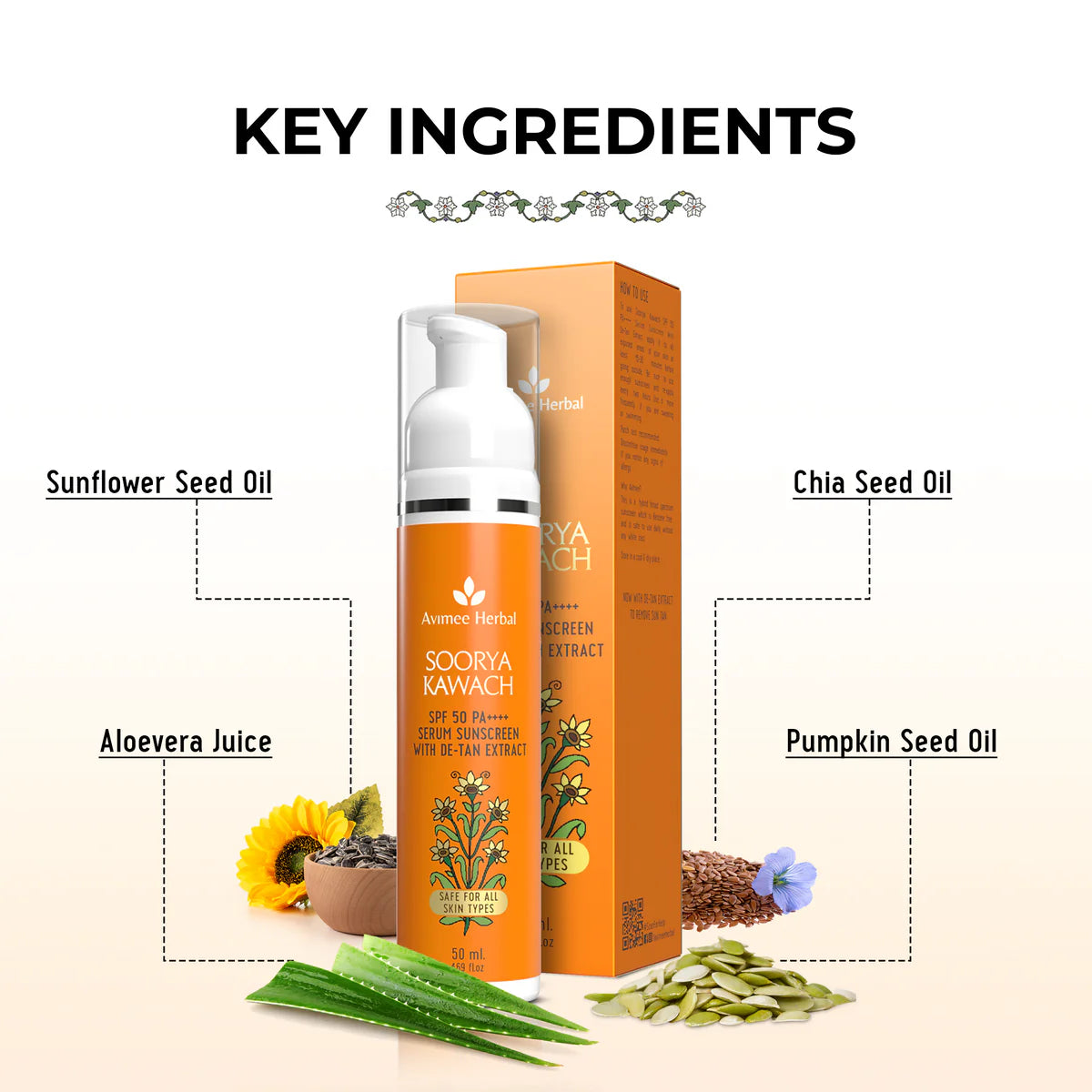 Avimee herbal Soorya Kawach SPF50 PA++++ Hybrid Sunscreen with De-Tan Extract