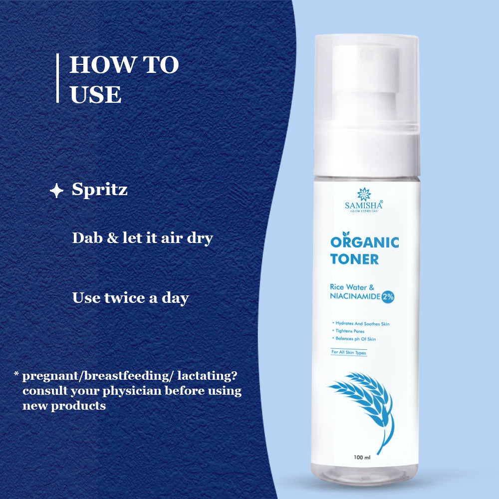 Samisha 2% Niacinamide & Rice Water Organic Face Toner