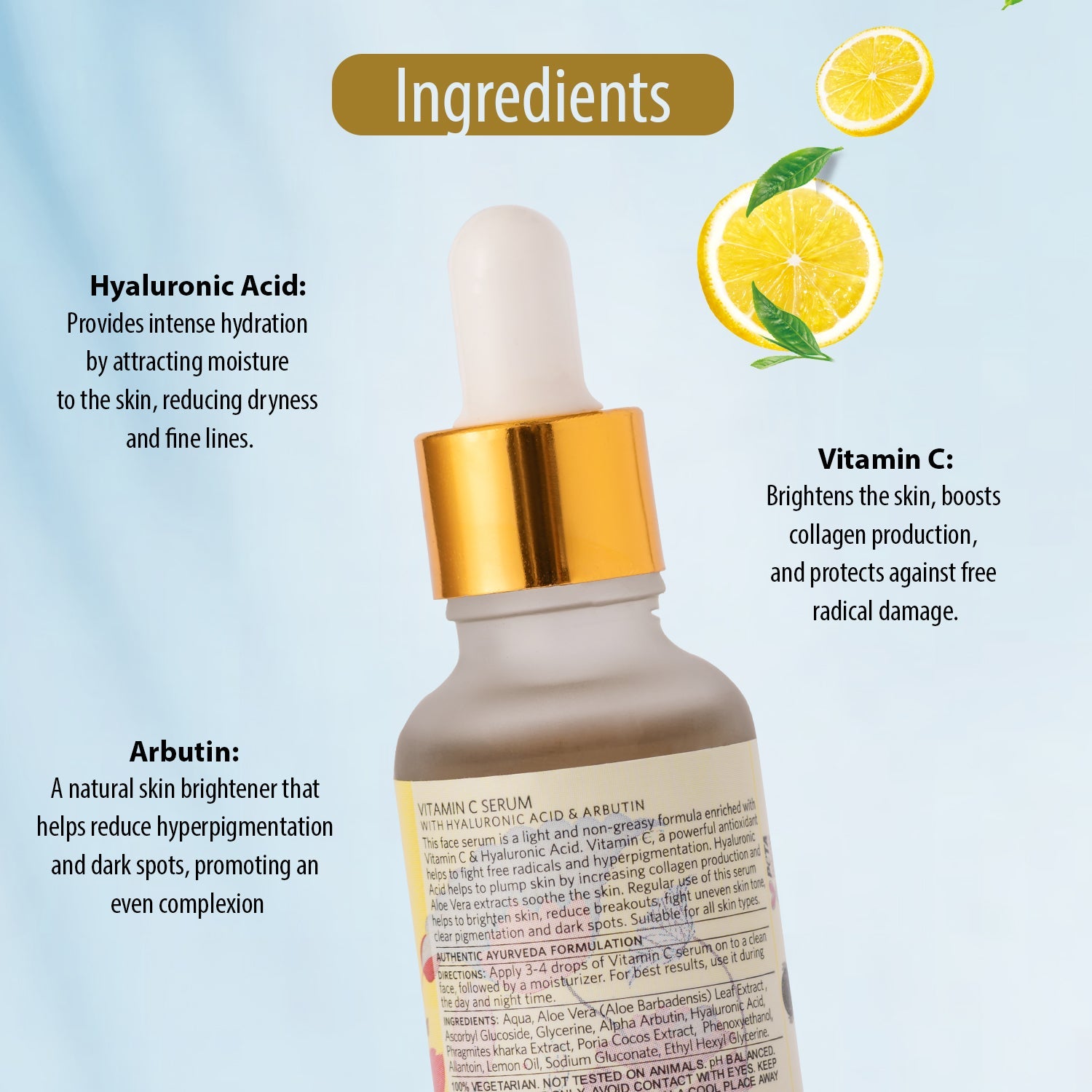 Mantra Vitamin C Serum with Hyaluronic Acid and Arbutin - Image 3