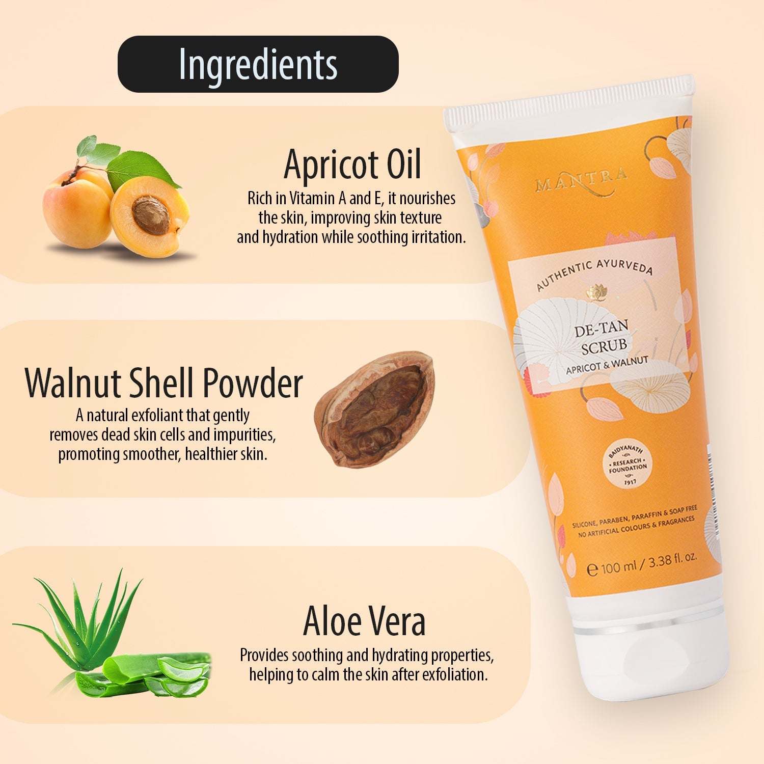 Mantra De Tan Scrub Apricot & Walnut - Image 4
