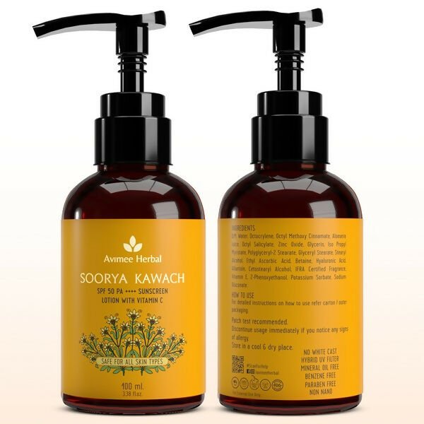 Avimee herbal Soorya Kawach SPF 50 PA++++ Vitamin C Sunscreen Lotion