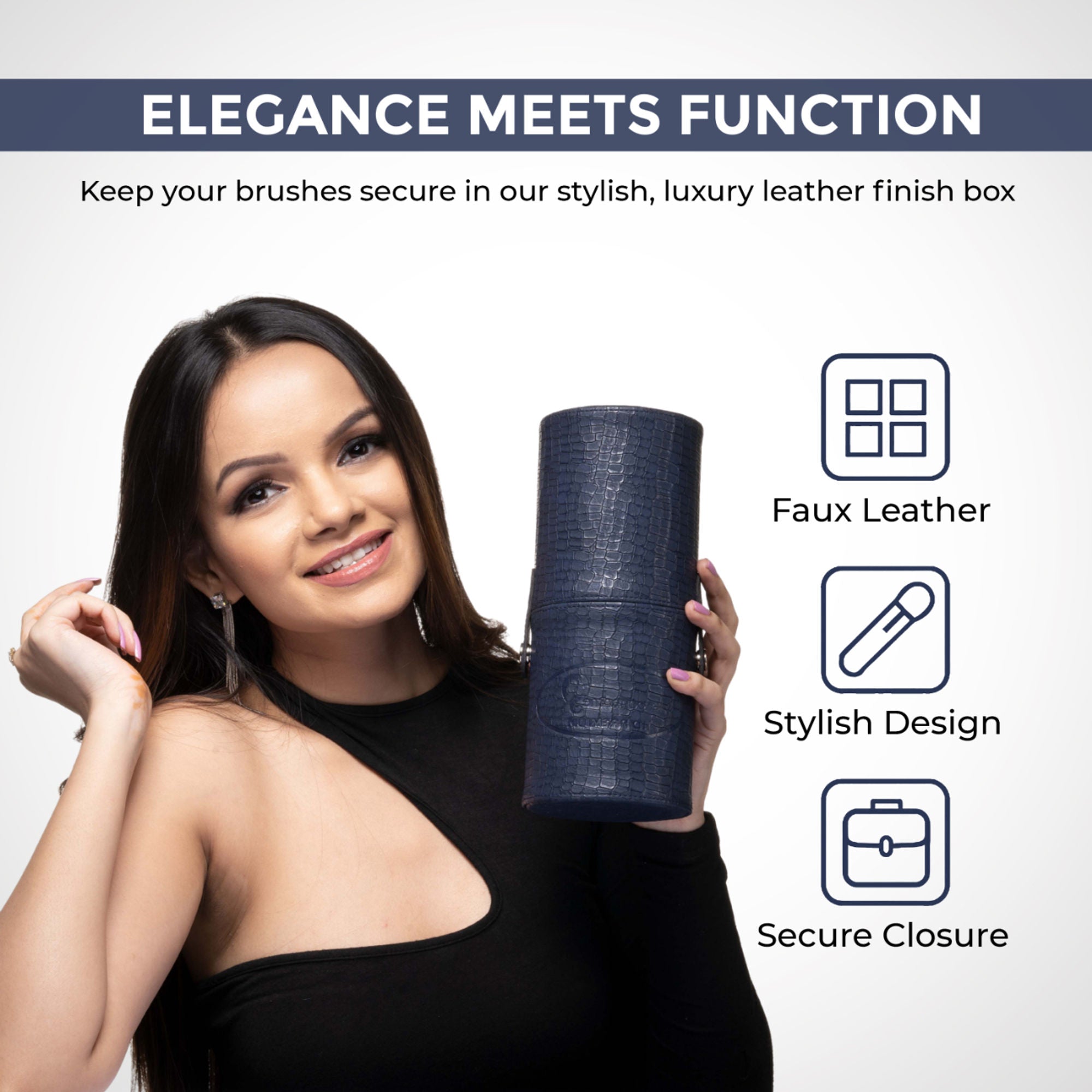 London Prime Cosmetics Brush Holder Cylinder Shaped Blue
