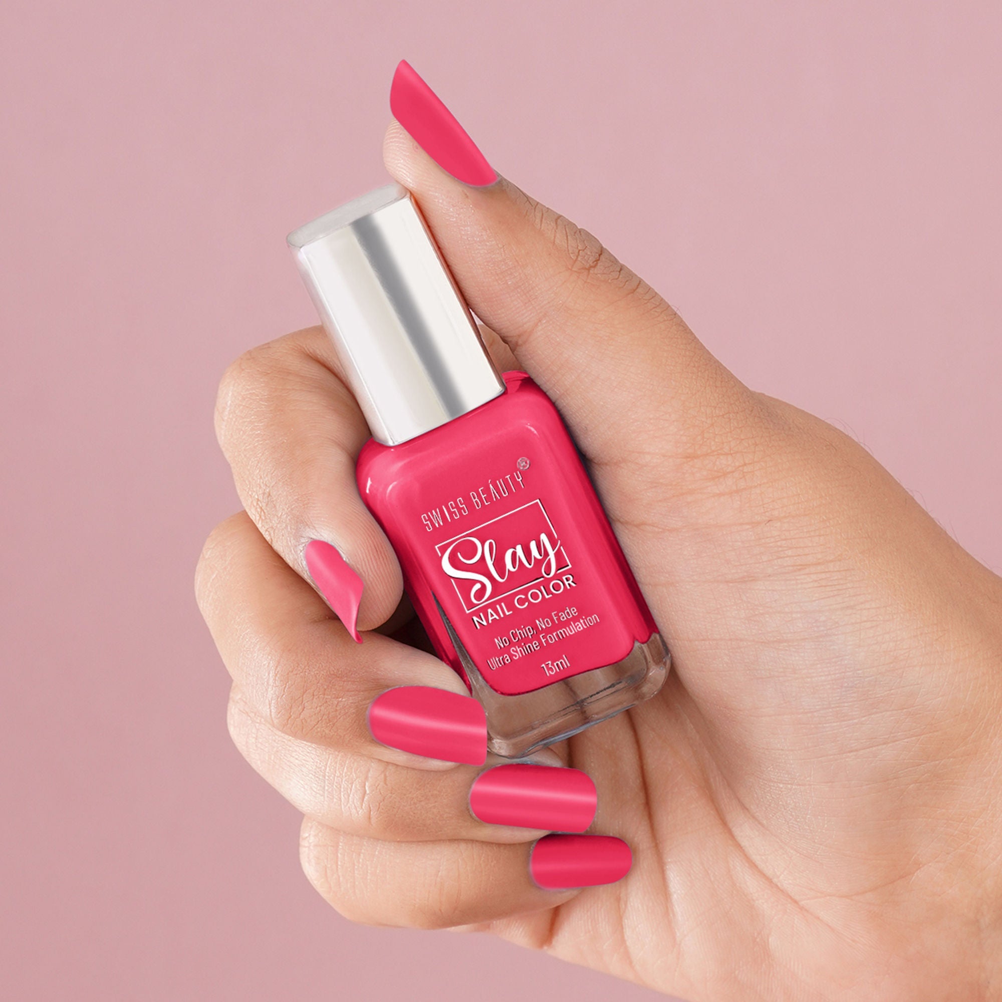 Swiss Beauty Slay Nail Color With Ultra Shine Formulation - 91 Fuchsia Pink
