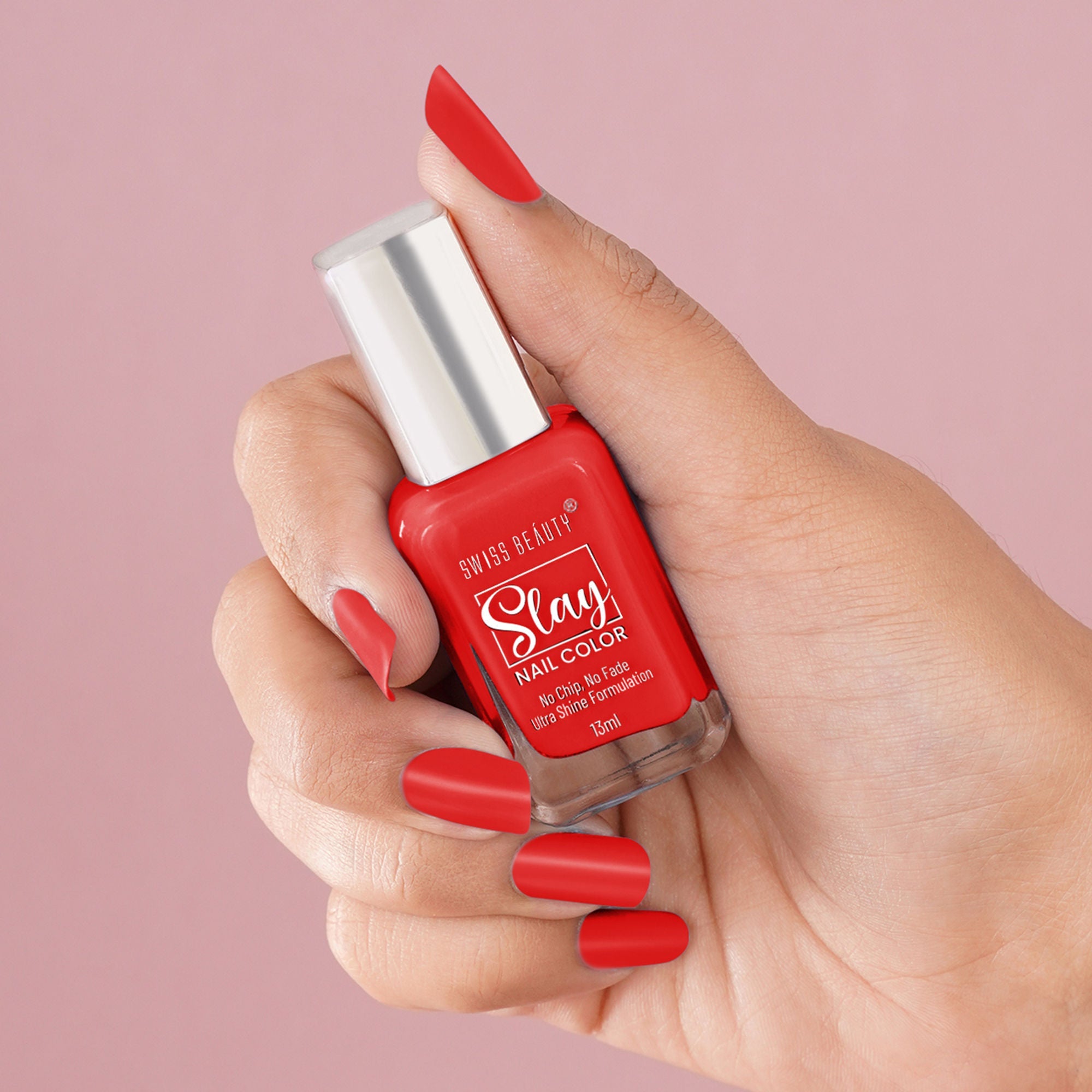 Swiss Beauty Slay Nail Color With Ultra Shine Formulation - 93 Really Red