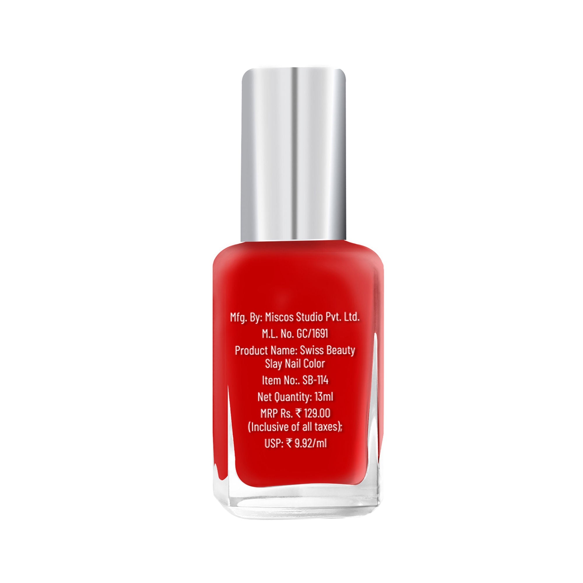 Swiss Beauty Slay Nail Color With Ultra Shine Formulation - 93 Really Red