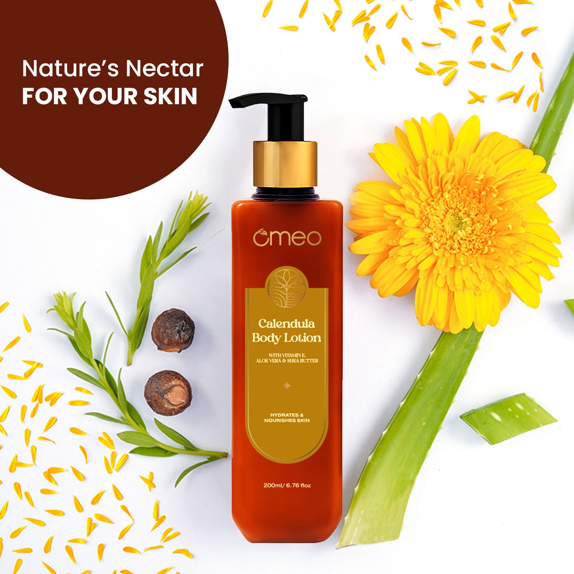 Omeo Calendula Body Lotion with Vitamin E, Aloe Vera & Shea Butter