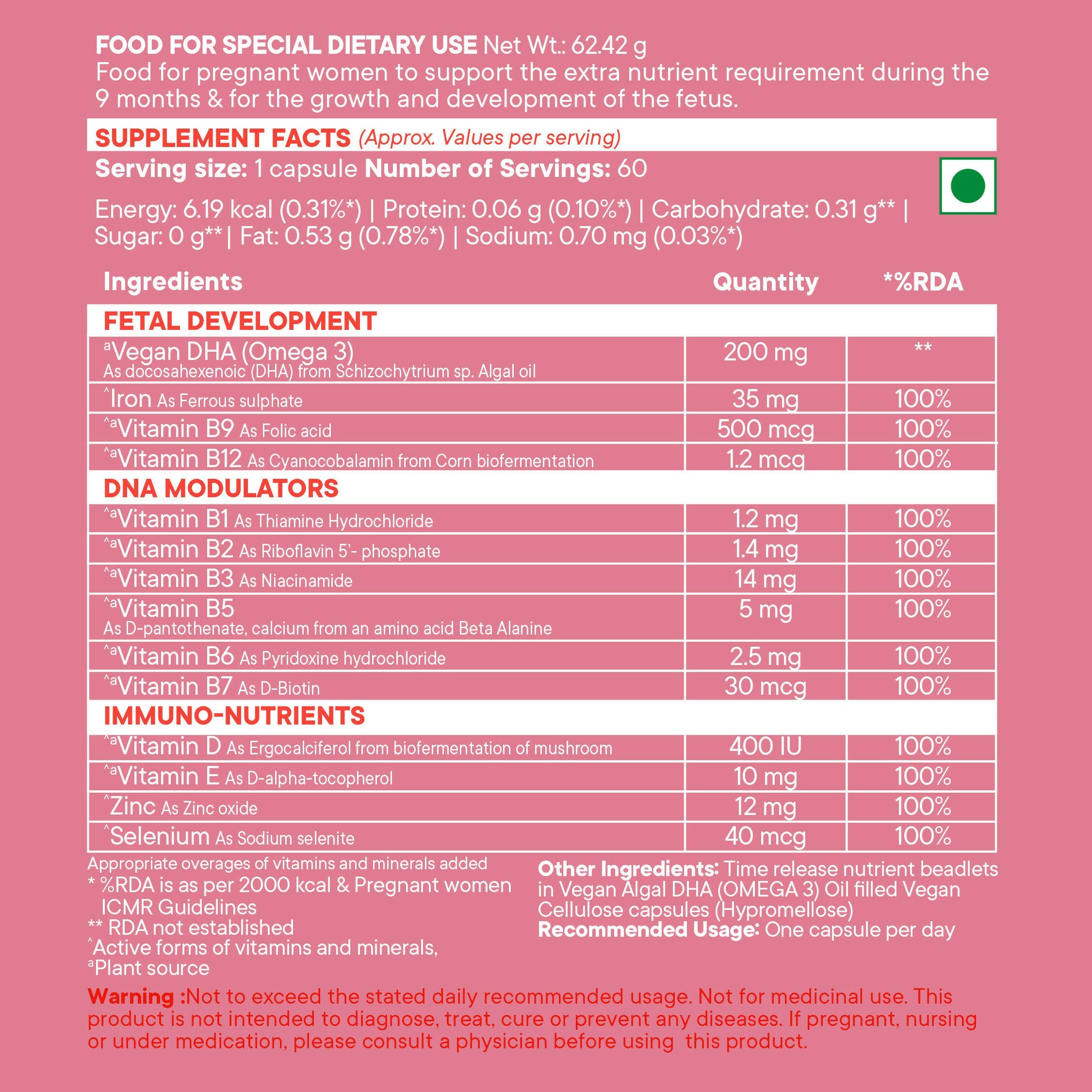Wellbeing Nutrition Slow | Prenatal Capsules