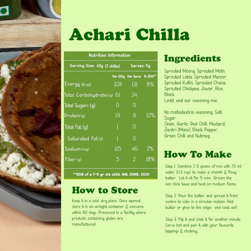 Gladful Achari Chilla and Schezwan Chilla Instant Mix - Pack of 2