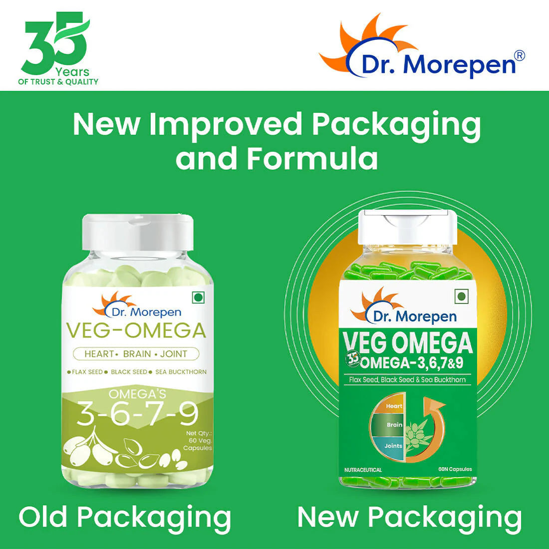 Dr. Morepen Veg-Omega Veg Capsules -Pack of 1 - 60 caps