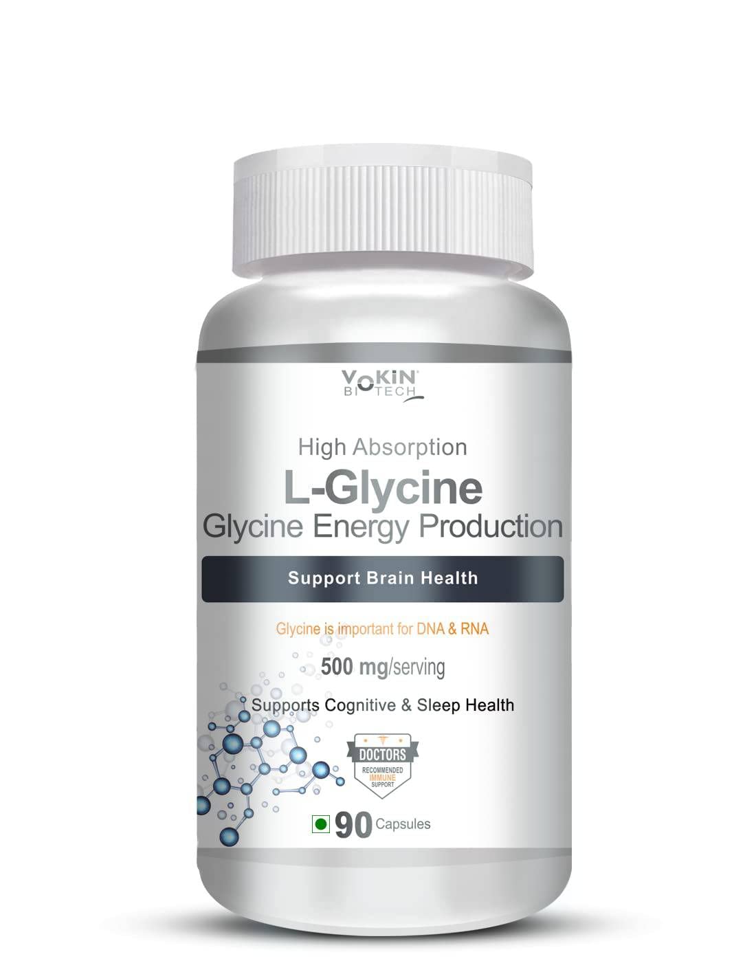 Vokin Biotech L- Glycine Energy Production - Support Cognitive and Sleep Health- 500mg