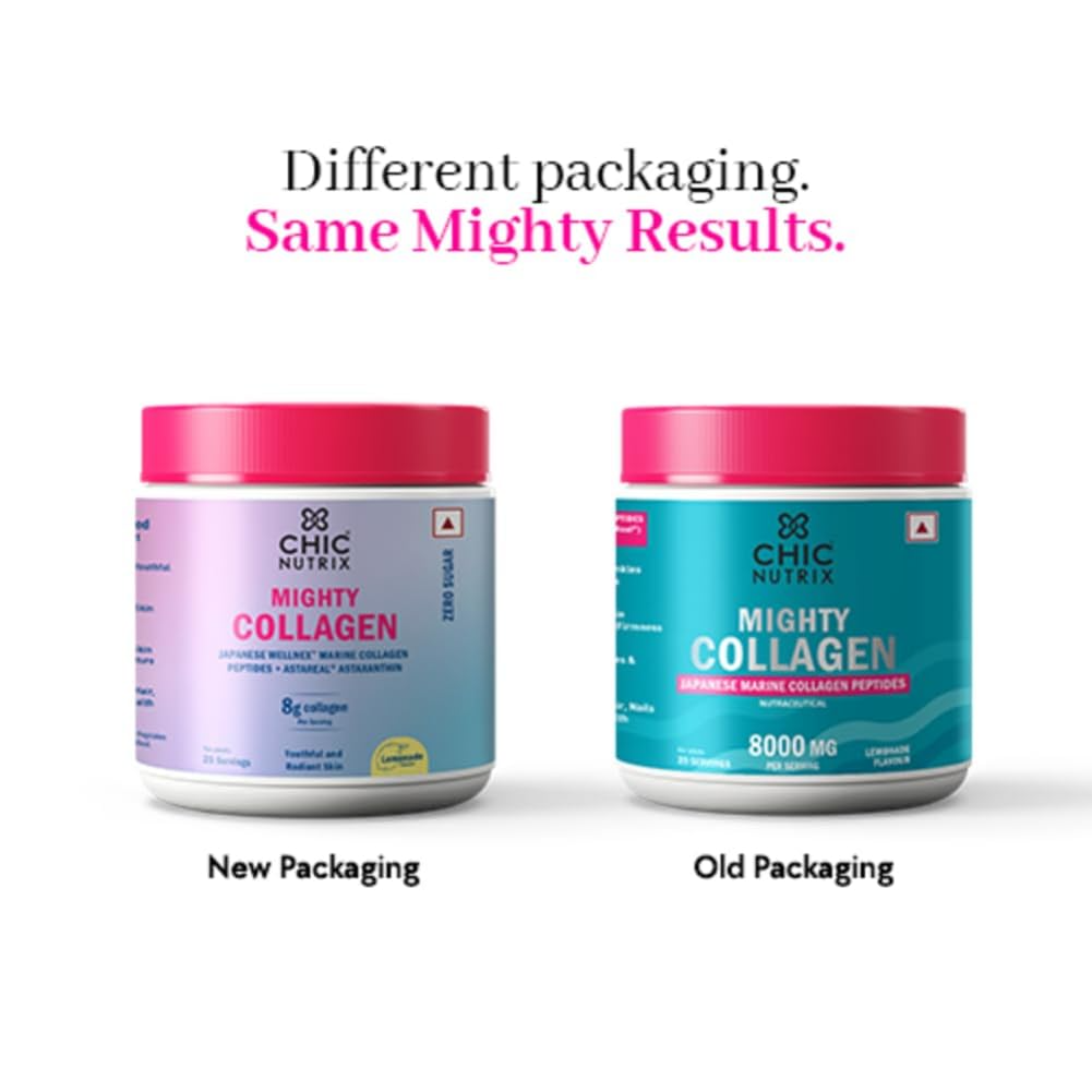 Chicnutrix Mighty Collagen Japanese Collagen Powder For Skin, Hair, Nails & Joints - Lemonade Flavor
