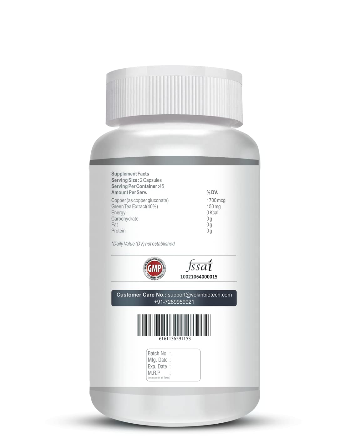 Vokin Biotech Chelated Copper Gluconate – Support Connective Tissues –1700mcg