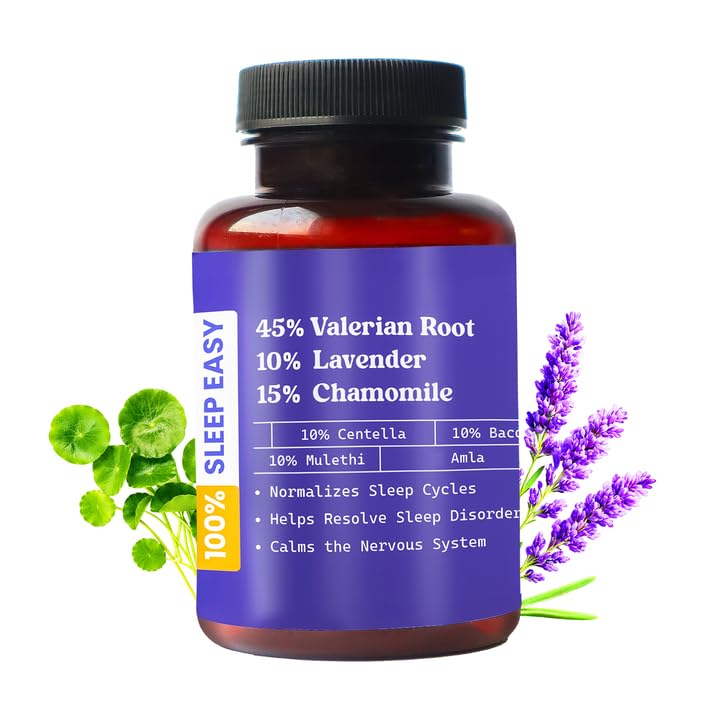 WildOak Melatonin Free Non-Addictive Sleeping Pills | Deep Sleep | Valerian Roots, Lavender & Chamomile | Naturally Improves Sleep Cycle in Few Weeks | Nerve & Anxiety Relaxation | 60 Veg Capsules