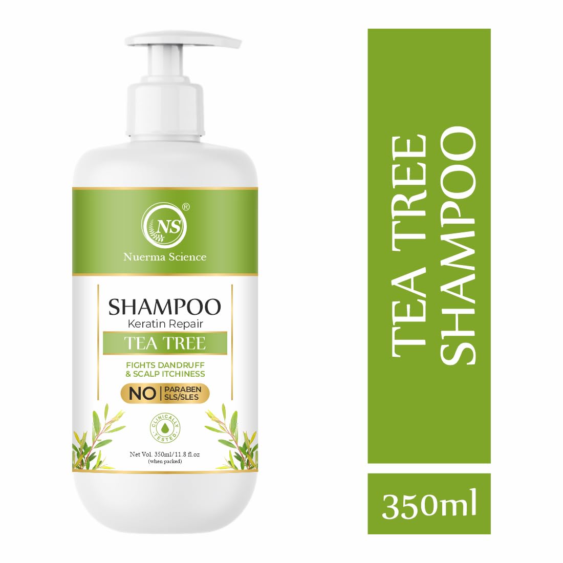 Nuerma Science Keratin Repair Tea Tree Shampoo for Shine, Soft & Frizz-Free Hair Damage Repair