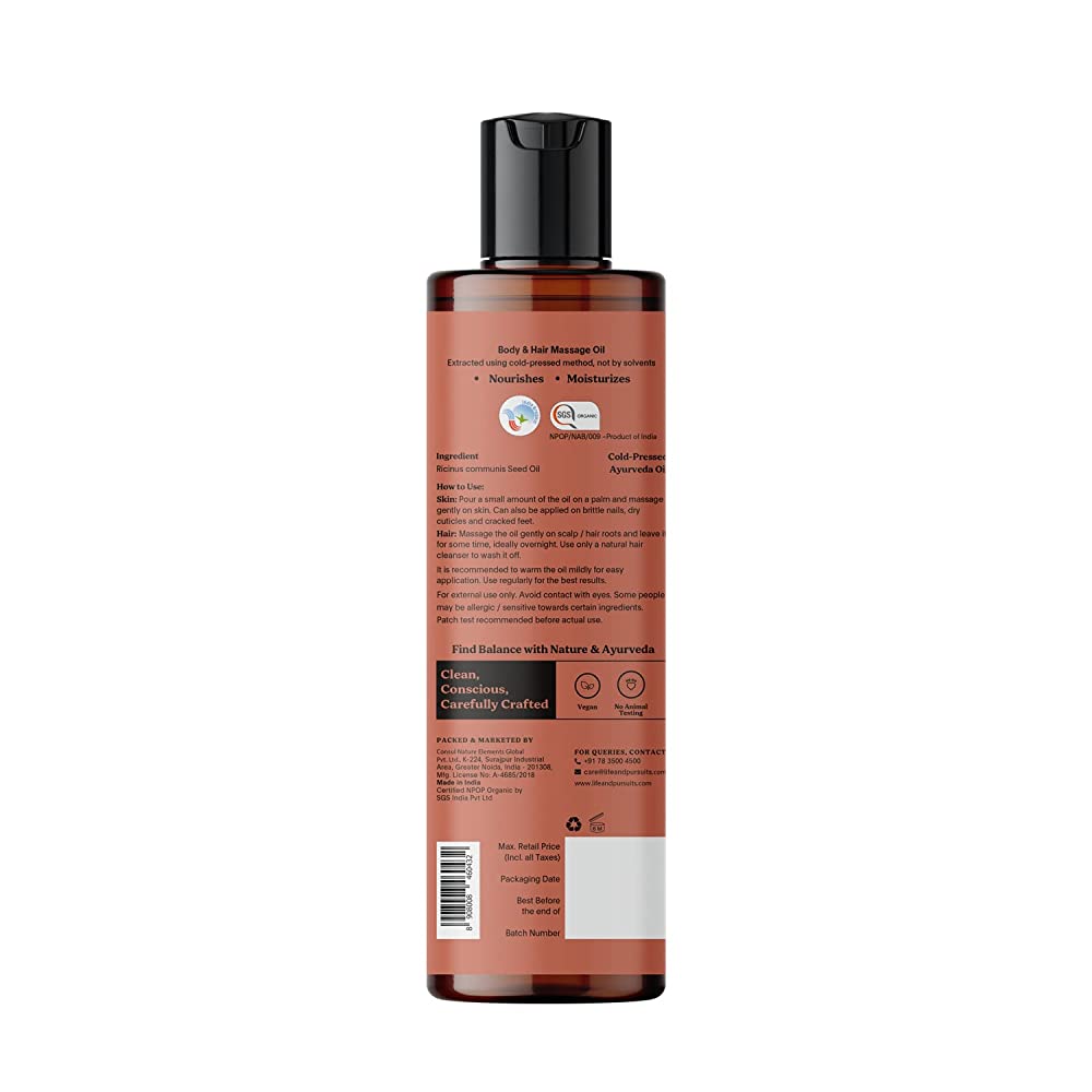 Life and Pursuits Organic Cold Pressed Castor Oil For Hair Growth & Skin