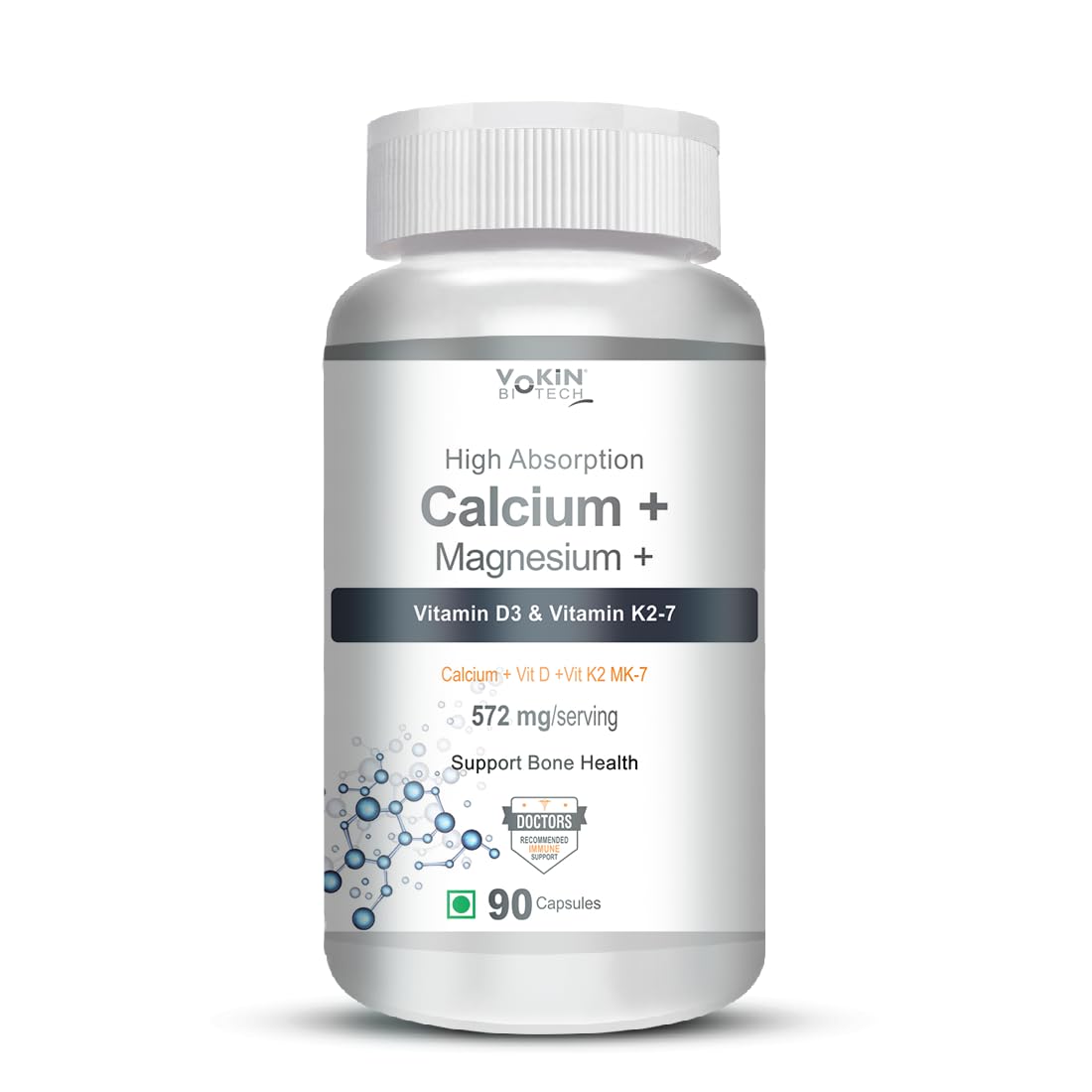 Vokin Biotech Calcium with Magnesium, Vitamin D3 & Vitamin K2- Mk-7 - Support Bone Health- 572mg