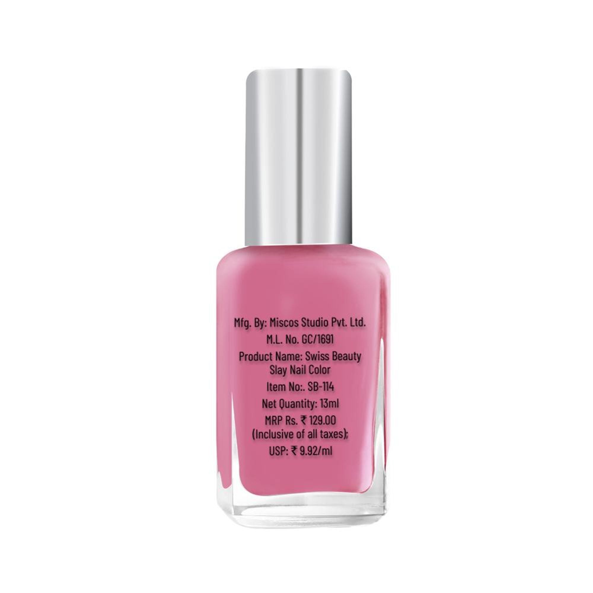 Swiss Beauty Slay Nail Color Ultra Shine Formulation - 13 Perfect Pink