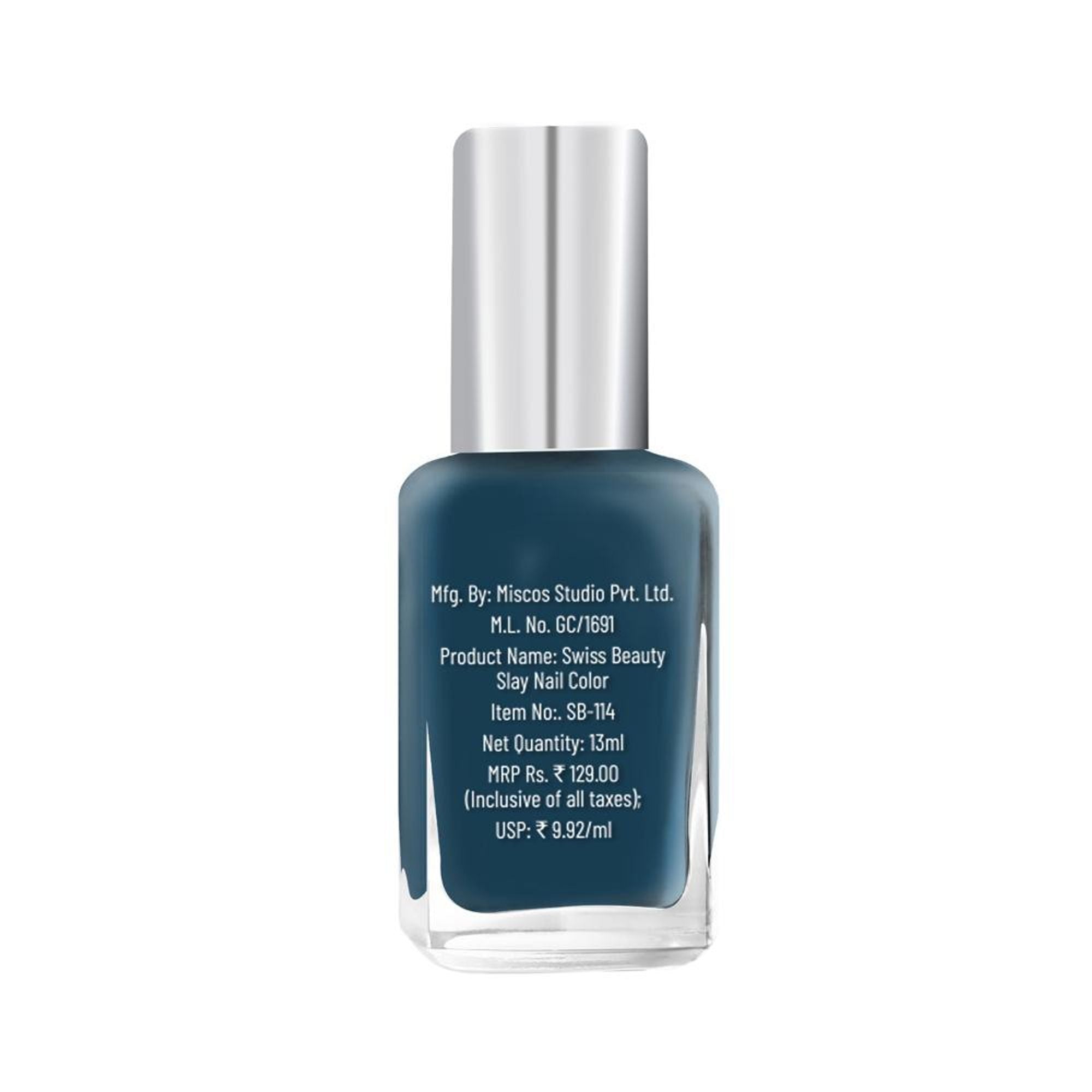 Swiss Beauty Slay Nail Color Ultra Shine Formulation - 45 London Blu