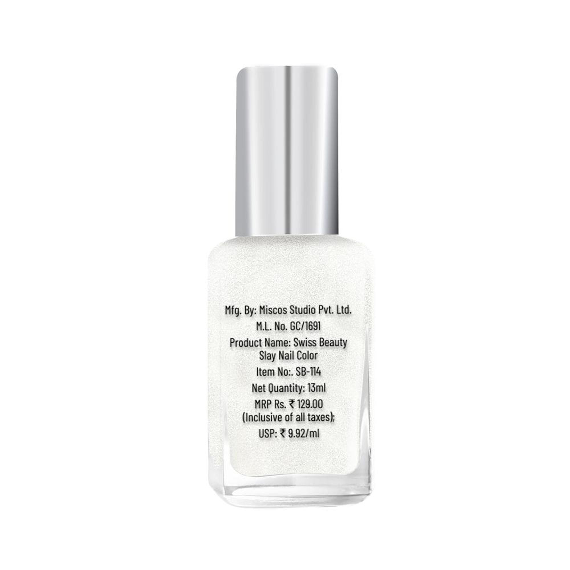 Swiss Beauty Slay Nail Color Ultra Shine Formulation - 54 Pearl
